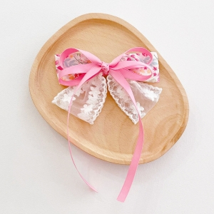 Girl Hair Clip Bow Floral Lace (GHP9141-P)